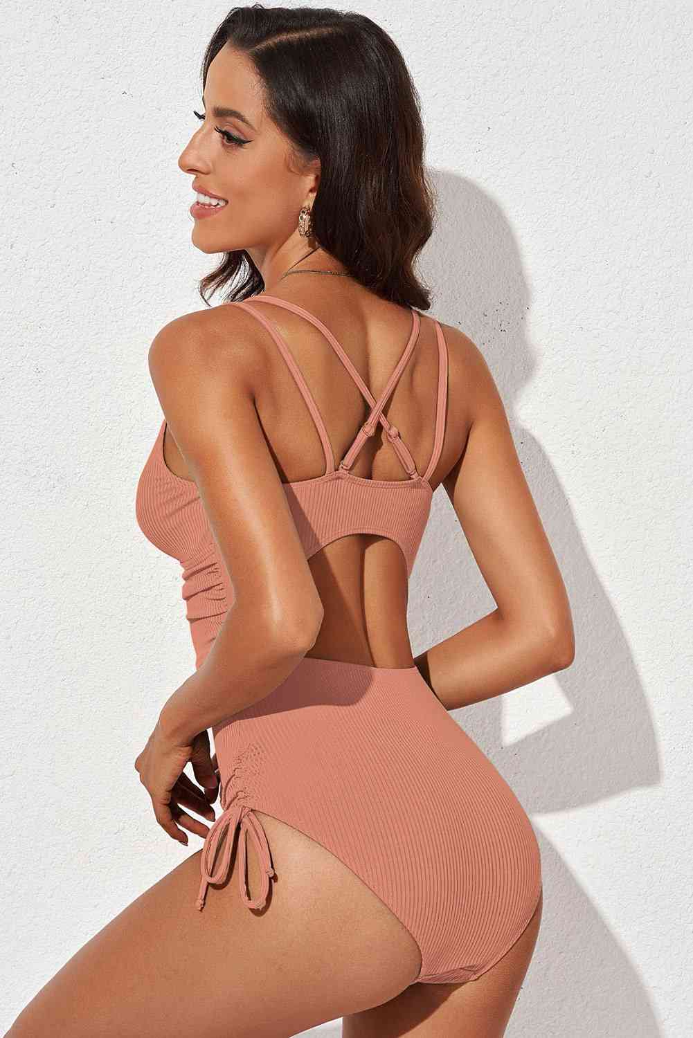 Tied Cutout Plunge One-Piece Swimsuit for a perfect OOTD – dress to impress outfits from Amexza