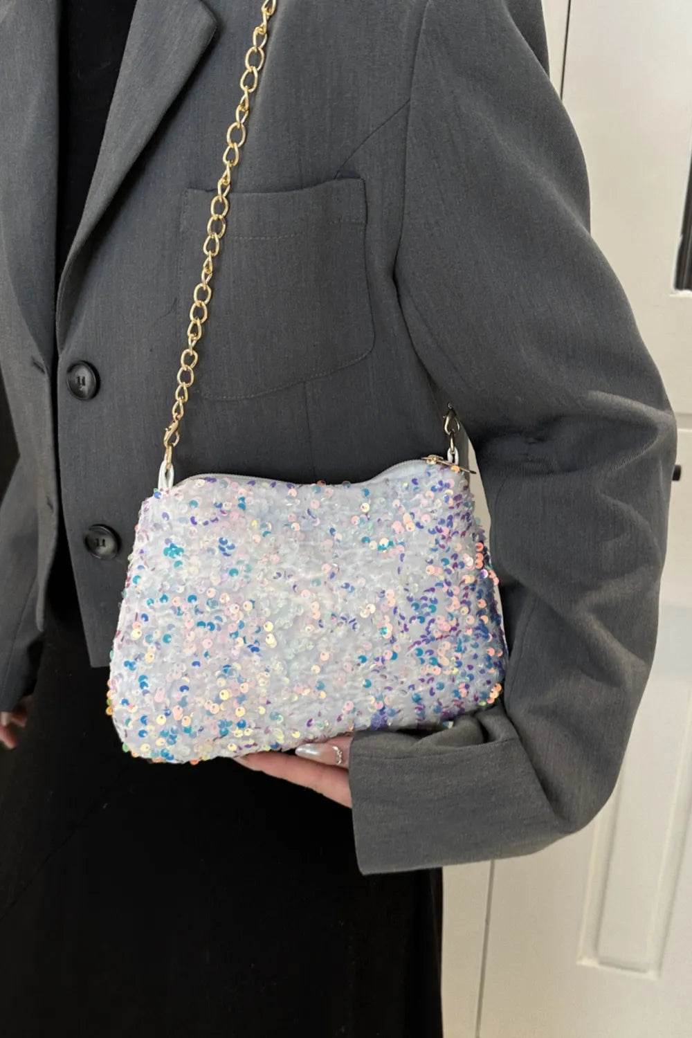 Sequin Removable Strap Shoulder Bag for a perfect OOTD – dress to impress outfits from Amexza
