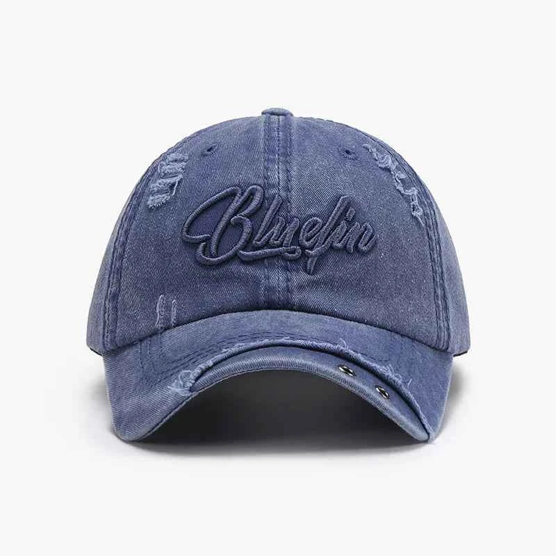 Embroidered Letter Cotton Baseball Cap Dusty Blue One Size for a perfect OOTD – dress to impress outfits from Amexza