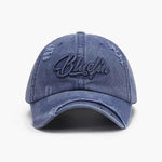 Embroidered Letter Cotton Baseball Cap Dusty Blue One Size for a perfect OOTD – dress to impress outfits from Amexza