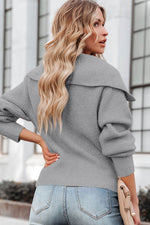 Zip Up Long Sleeve Cardigan - Amexza