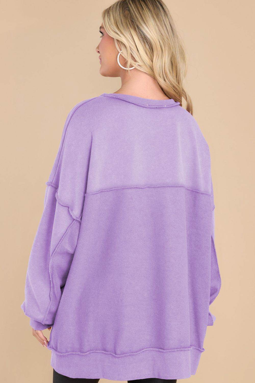 Exposed Seam Long Sleeve Sweatshirt for a perfect OOTD – dress to impress outfits from Amexza