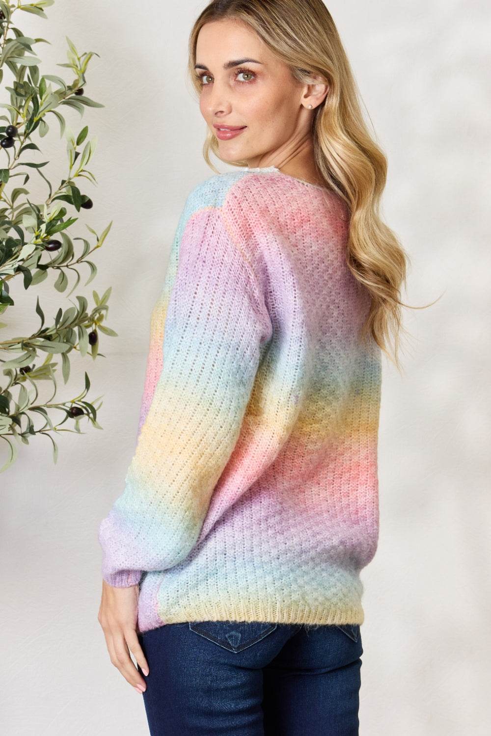 BiBi Rainbow Gradient Crochet Deetail Sweater for a perfect OOTD – dress to impress outfits from Amexza