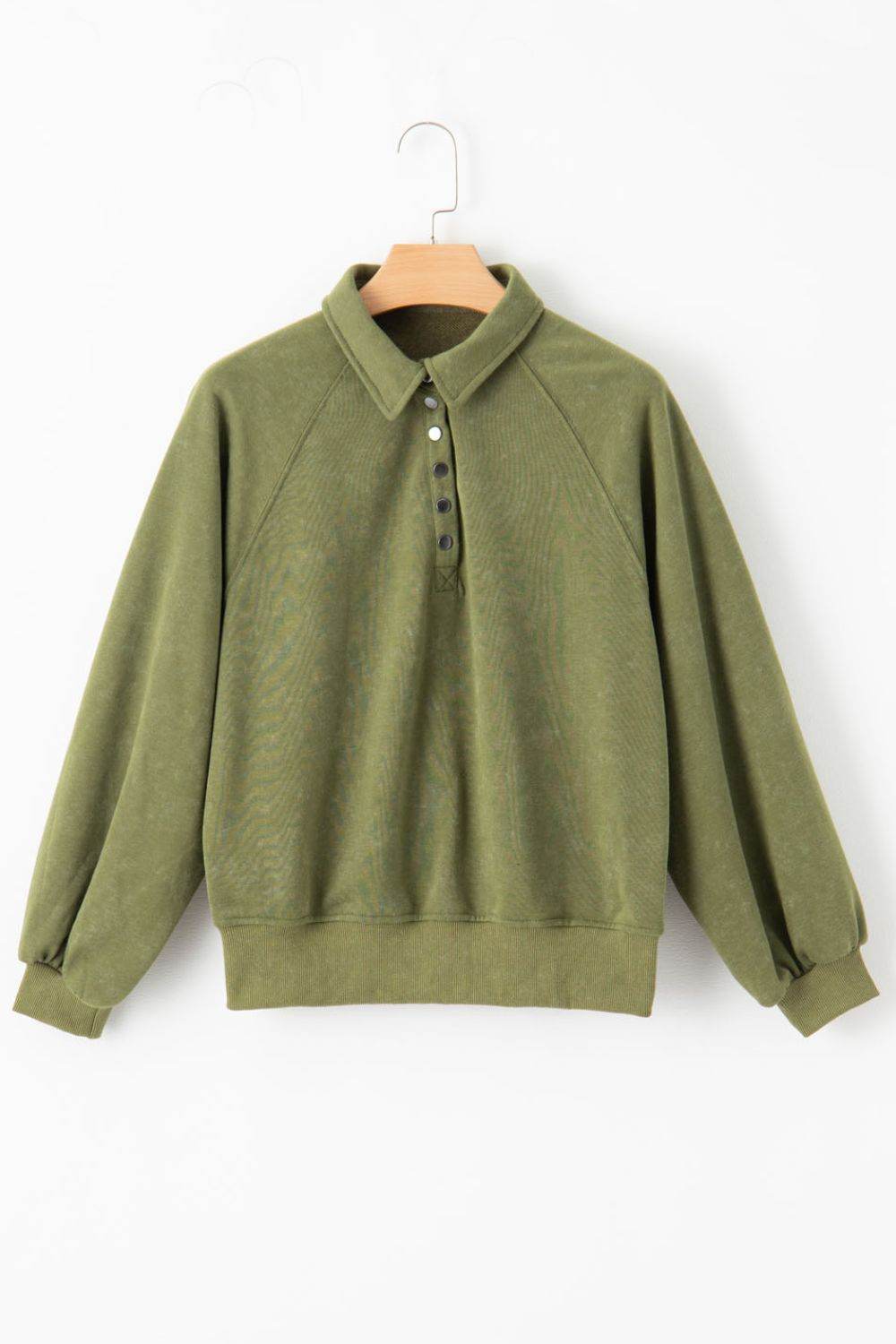 Half Snap Long Sleeve Sweatshirt - Amexza