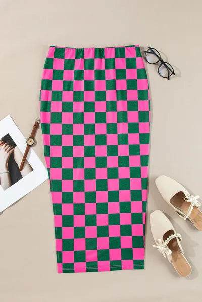 Split Checkered Midi Skirt for a perfect OOTD – dress to impress outfits from Amexza