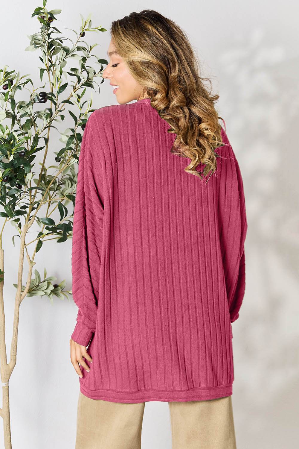 Basic Bae Full Size Ribbed Cocoon Cardigan for a perfect OOTD – dress to impress outfits from Amexza