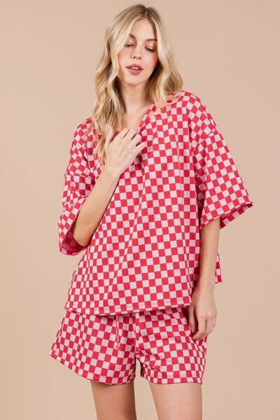 Ces Femme Checkered Round Neck Top and Shorts Set for a perfect OOTD – dress to impress outfits from Amexza