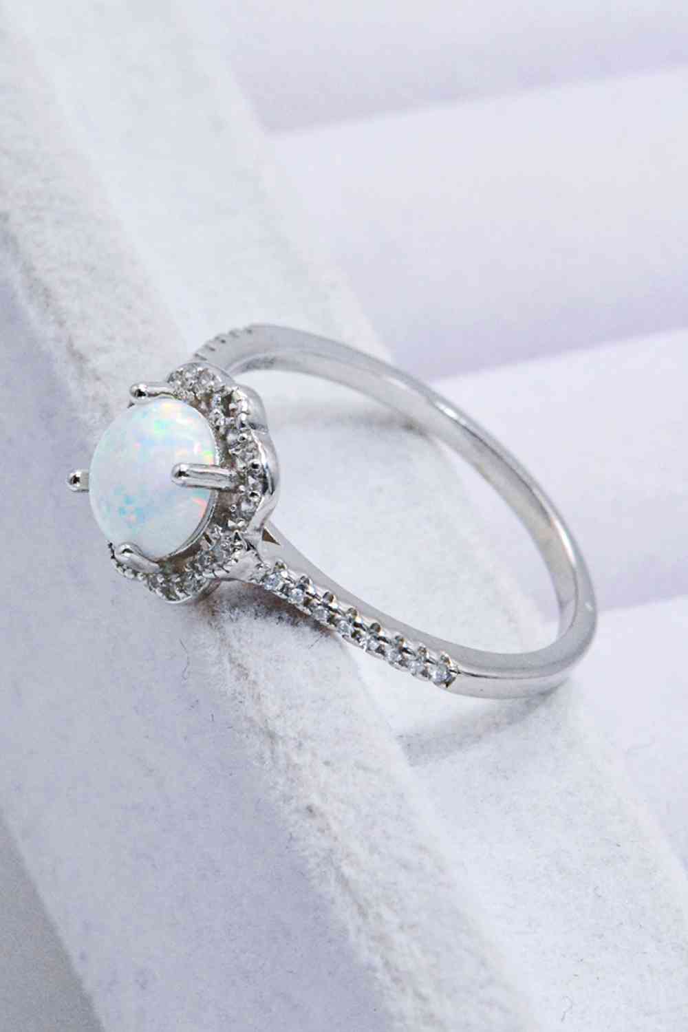 Platinum-Plated 4-Prong Opal Ring for a perfect OOTD – dress to impress outfits from Amexza