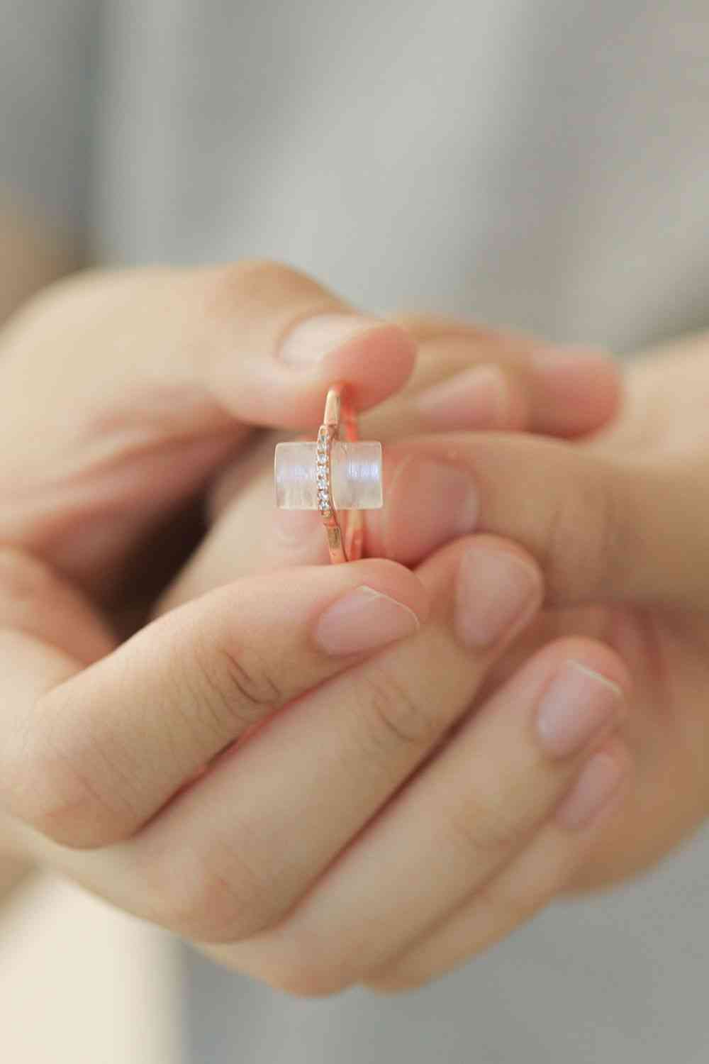 Natural Moonstone Platinum-Plated Ring for a perfect OOTD – dress to impress outfits from Amexza