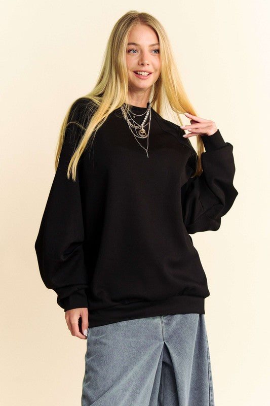 Davi & Dani Round Neck Raglan Sleeve Sweatshirt for a perfect OOTD – dress to impress outfits from Amexza