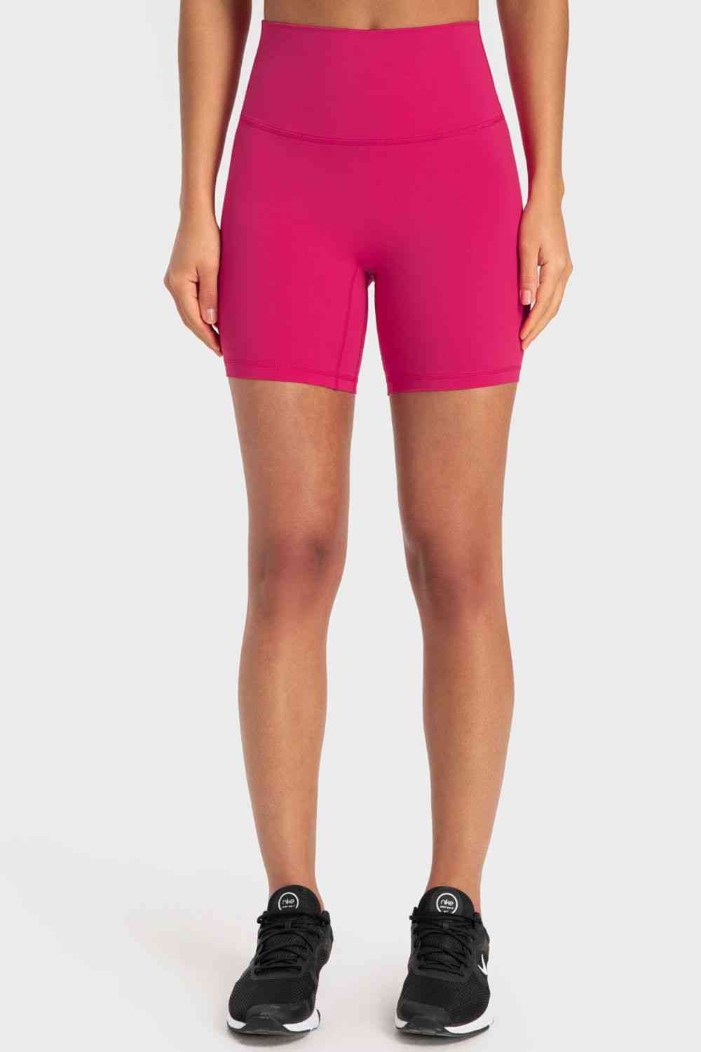 Millennia Staying Cozy Wide Waistband Biker Shorts Hot Pink for a perfect OOTD – dress to impress outfits from Amexza