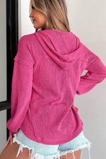 Exposed Seam Detail Henley Knit Hoodie for a perfect OOTD – dress to impress outfits from Amexza