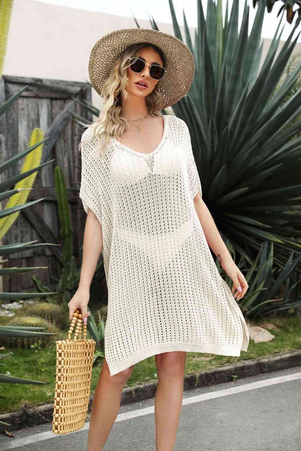 Openwork Side Slit Cover-Up Dress for a perfect OOTD – dress to impress outfits from Amexza