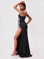 Slit Bow Trim Tube Maxi Dress for a perfect OOTD – dress to impress outfits from Amexza