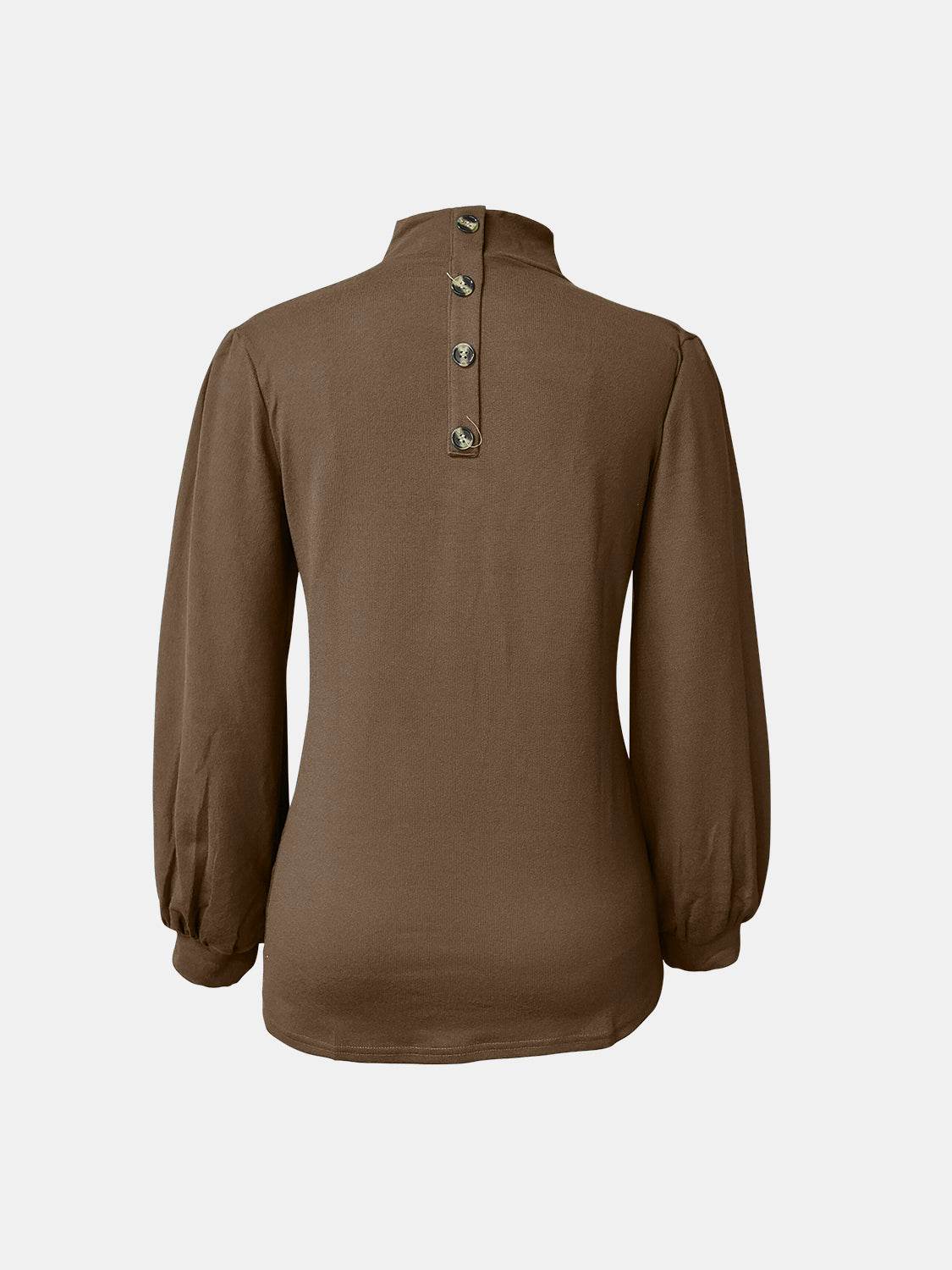 Full Size Mock Neck Long Sleeve T-Shirt - Amexza