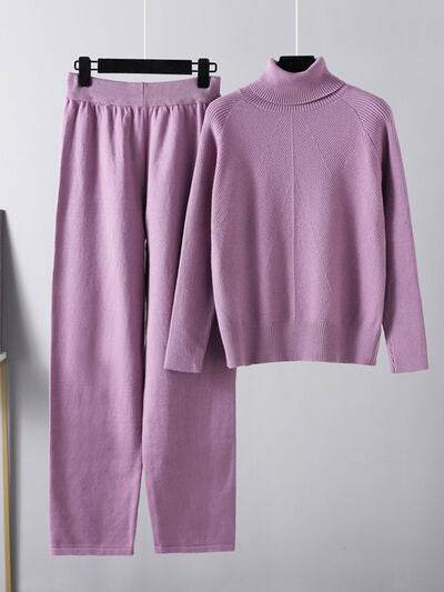 Basic Bae Turtleneck Raglan Sleeve Top and Pants Sweater Set for a perfect OOTD – dress to impress outfits from Amexza