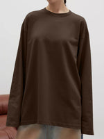 Round Neck Dropped Shoulder Long Sleeve T-Shirt - Amexza