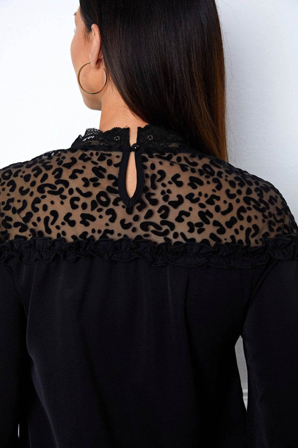 Leopard Frill Flounce Sleeve Blouse for a perfect OOTD – dress to impress outfits from Amexza