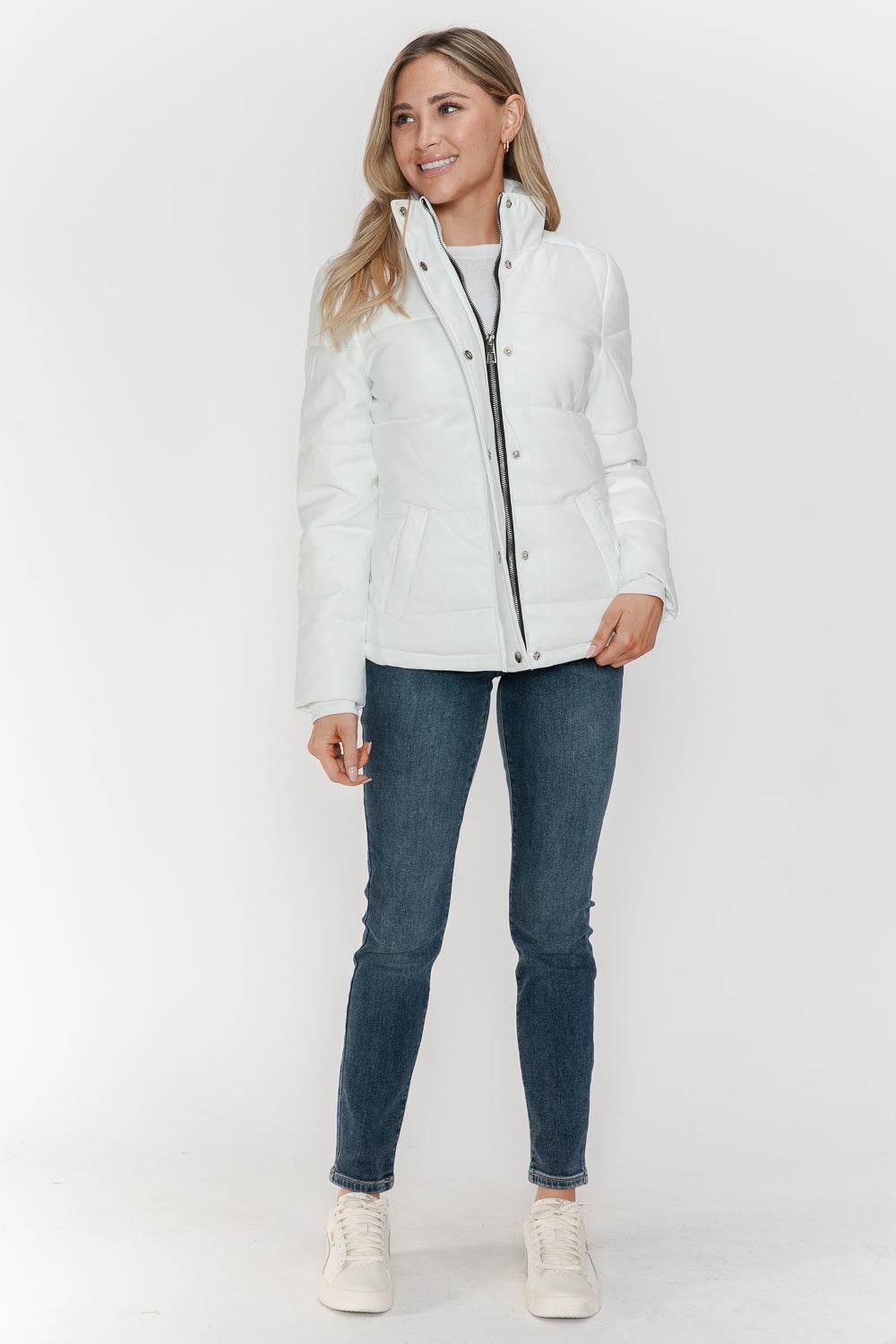 YMI Pocketed Zip Up Turtleneck Puffer Jacket for a perfect OOTD – dress to impress outfits from Amexza