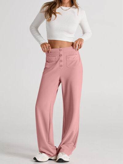 High Waist Wide Leg Pants Pale Blush for a perfect OOTD – dress to impress outfits from Amexza