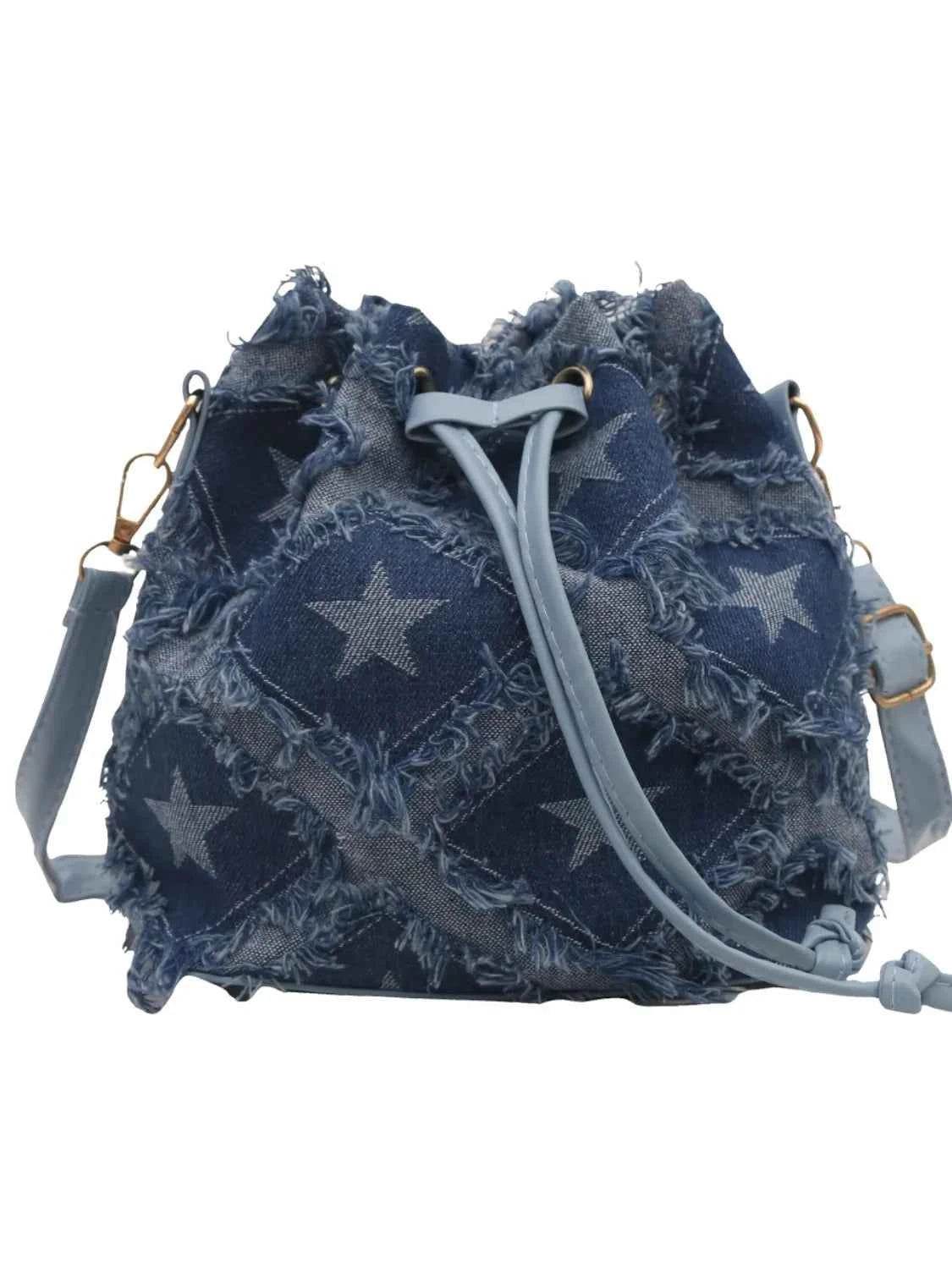 Drawstring Raw Edge Bucket Bag for a perfect OOTD – dress to impress outfits from Amexza