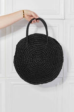 Justin Taylor Beach Date Straw Rattan Handbag in Black for a perfect OOTD – dress to impress outfits from Amexza