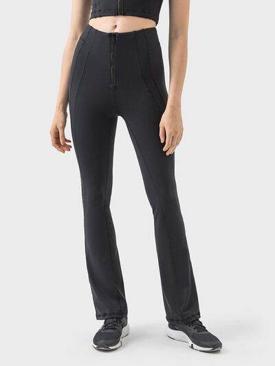 Millennia Zipper Detail High Waist Active Pants - Amexza