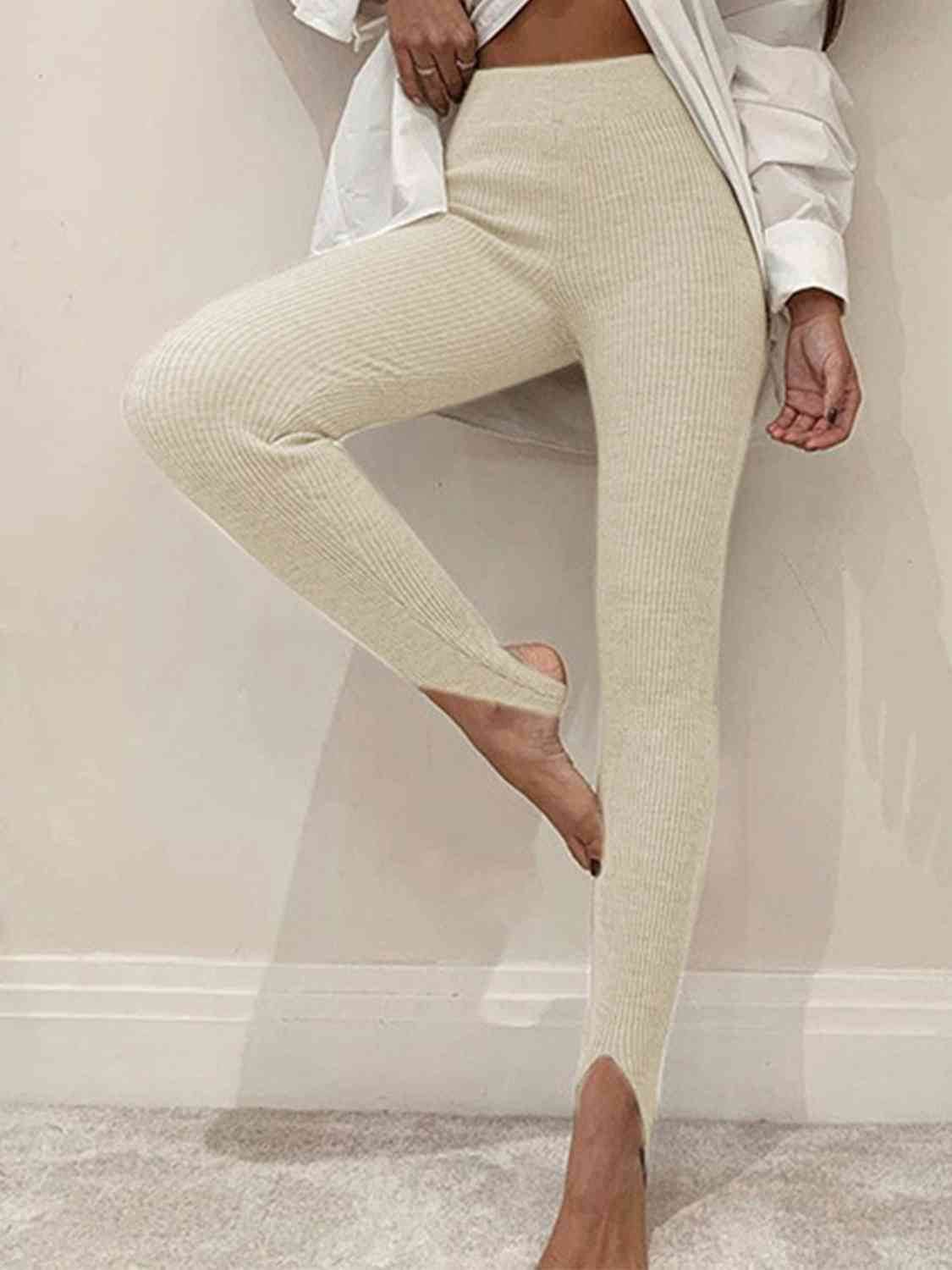 Ribbed Mid Waist Leggings Cream for a perfect OOTD – dress to impress outfits from Amexza