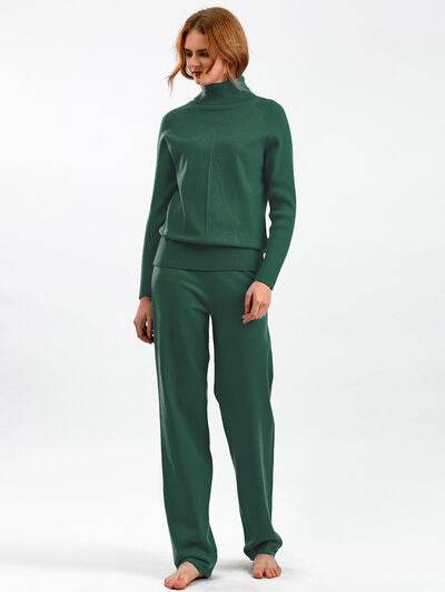 Basic Bae Turtleneck Raglan Sleeve Top and Pants Sweater Set for a perfect OOTD – dress to impress outfits from Amexza