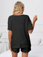 Notched Short Sleeve and Shorts Lounge Set for a perfect OOTD – dress to impress outfits from Amexza