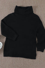 Side Slit Turtleneck Long Sleeve Sweater for a perfect OOTD – dress to impress outfits from Amexza