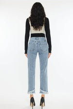 Kancan Raw Hem High Rise Straight Jeans - Amexza