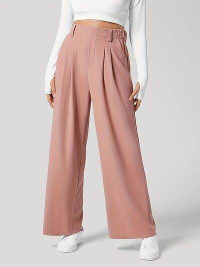 Wide Leg Pants with Pockets Pale Blush for a perfect OOTD – dress to impress outfits from Amexza