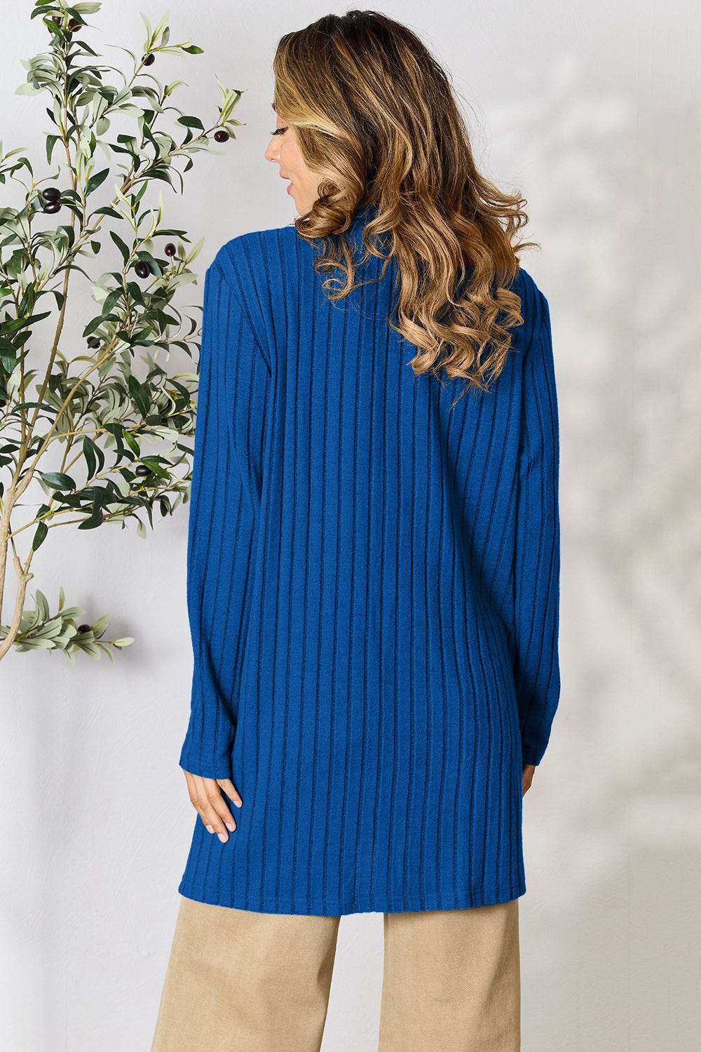 Basic Bae Full Size Ribbed Open Front Cardigan with Pockets for a perfect OOTD – dress to impress outfits from Amexza