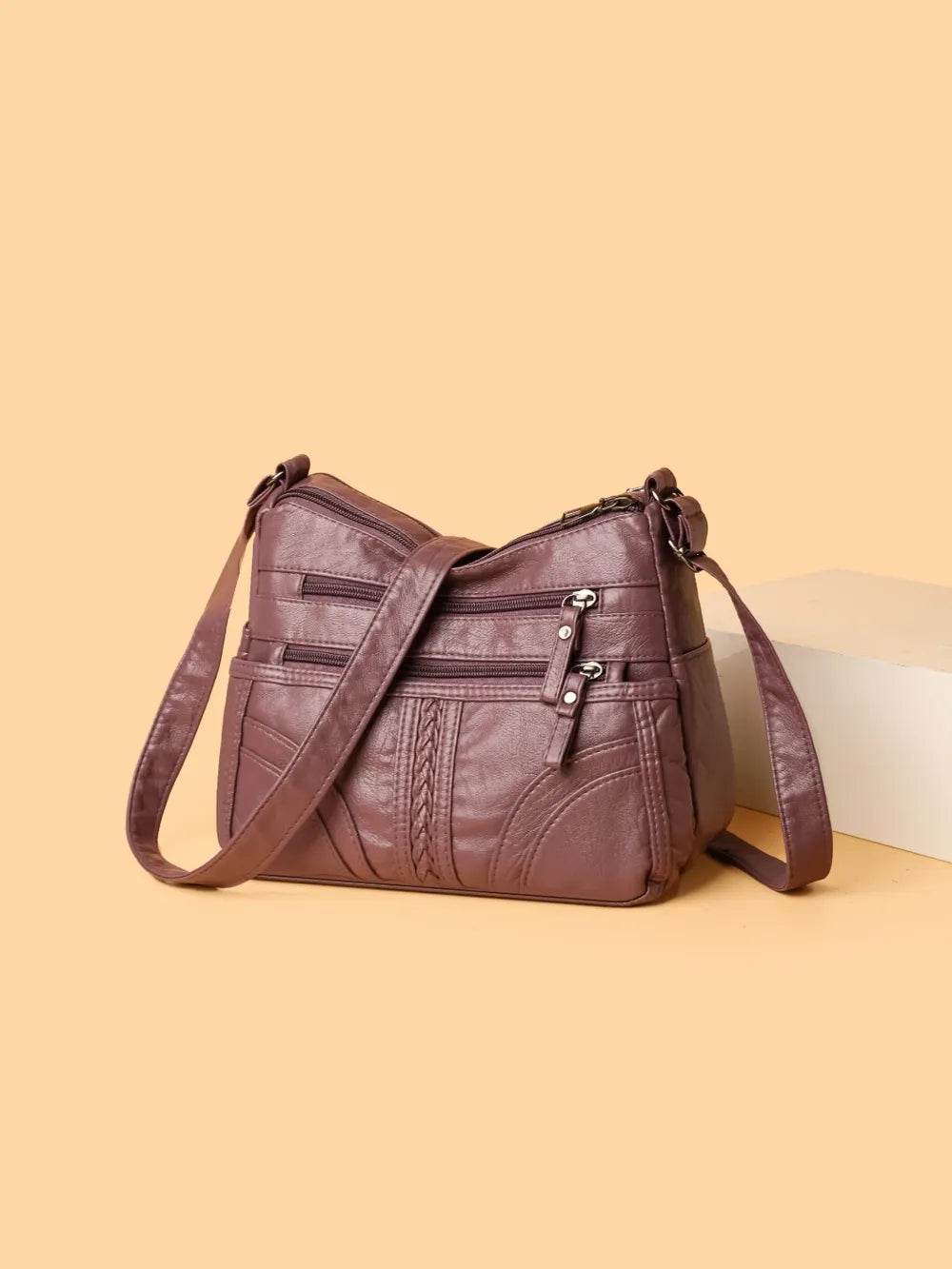 PU Leather Adjustable Strap Shoulder Bag Mauve One Size for a perfect OOTD – dress to impress outfits from Amexza