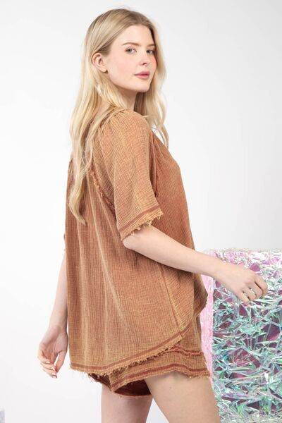 VERY J Washed Cotton Crinkle Gauze Top and Shorts Set for a perfect OOTD – dress to impress outfits from Amexza