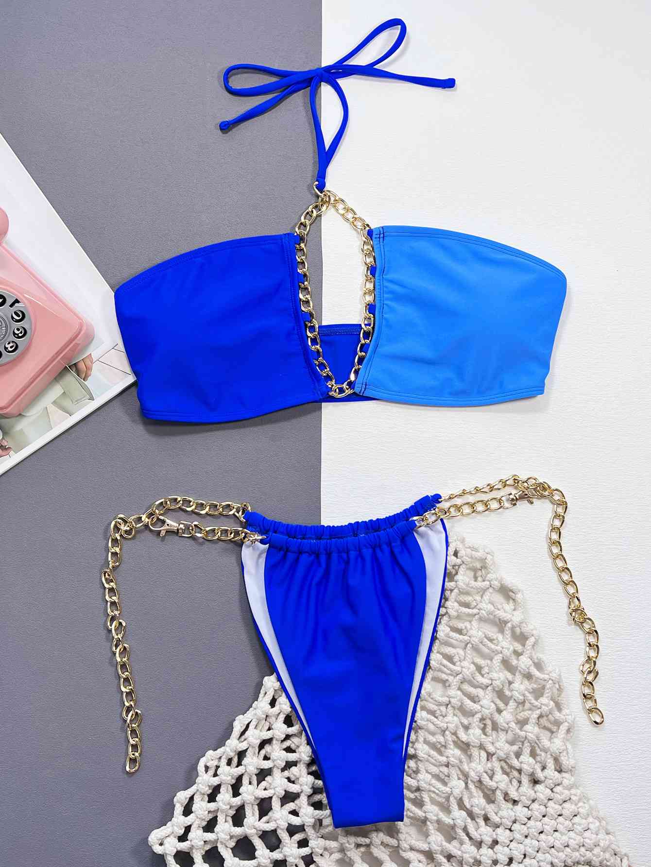 Chain Detail Halter Neck Bikini Set for a perfect OOTD – dress to impress outfits from Amexza