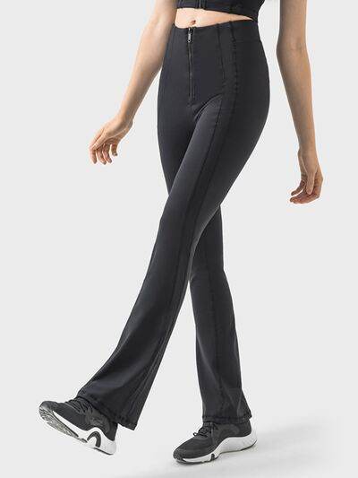 Millennia Zipper Detail High Waist Active Pants - Amexza