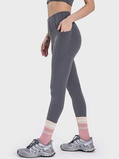 Millennia Pocketed High Waist Active Leggings - Amexza