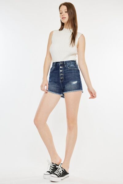 Kancan Raw Hem Button Fly Denim Shorts for a perfect OOTD – dress to impress outfits from Amexza