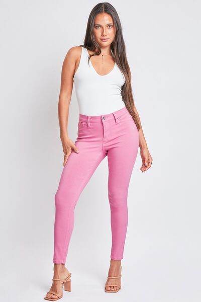 YMI Jeanswear Full Size Hyperstretch Mid-Rise Skinny Pants Flami-Flamingo for a perfect OOTD – dress to impress outfits from Amexza