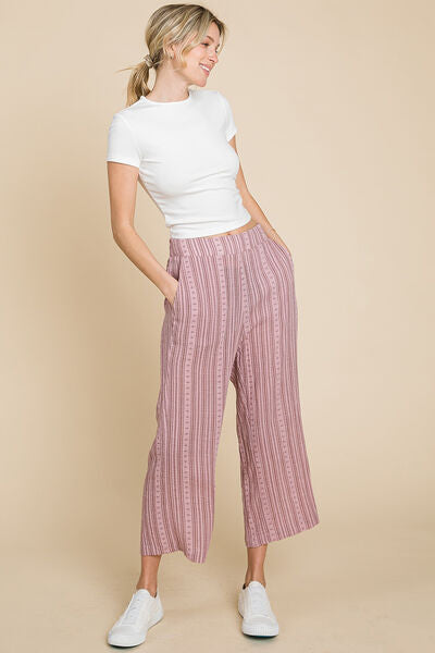 Cotton Bleu by Nu Lab Striped Elastic Waist Wide Leg Pants Pink for a perfect OOTD – dress to impress outfits from Amexza