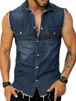 Men's Snap Down Sleeveless Denim Shirt for a perfect OOTD – dress to impress outfits from Amexza