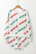 Letter Print Round Neck Long Sleeve Top and Shorts Set for a perfect OOTD – dress to impress outfits from Amexza