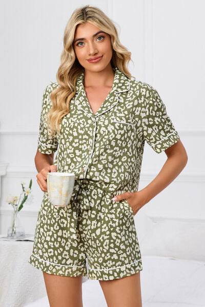 Full Size Leopard Short Sleeve Top and Shorts Lounge Set Plus Size for a perfect OOTD – dress to impress outfits from Amexza