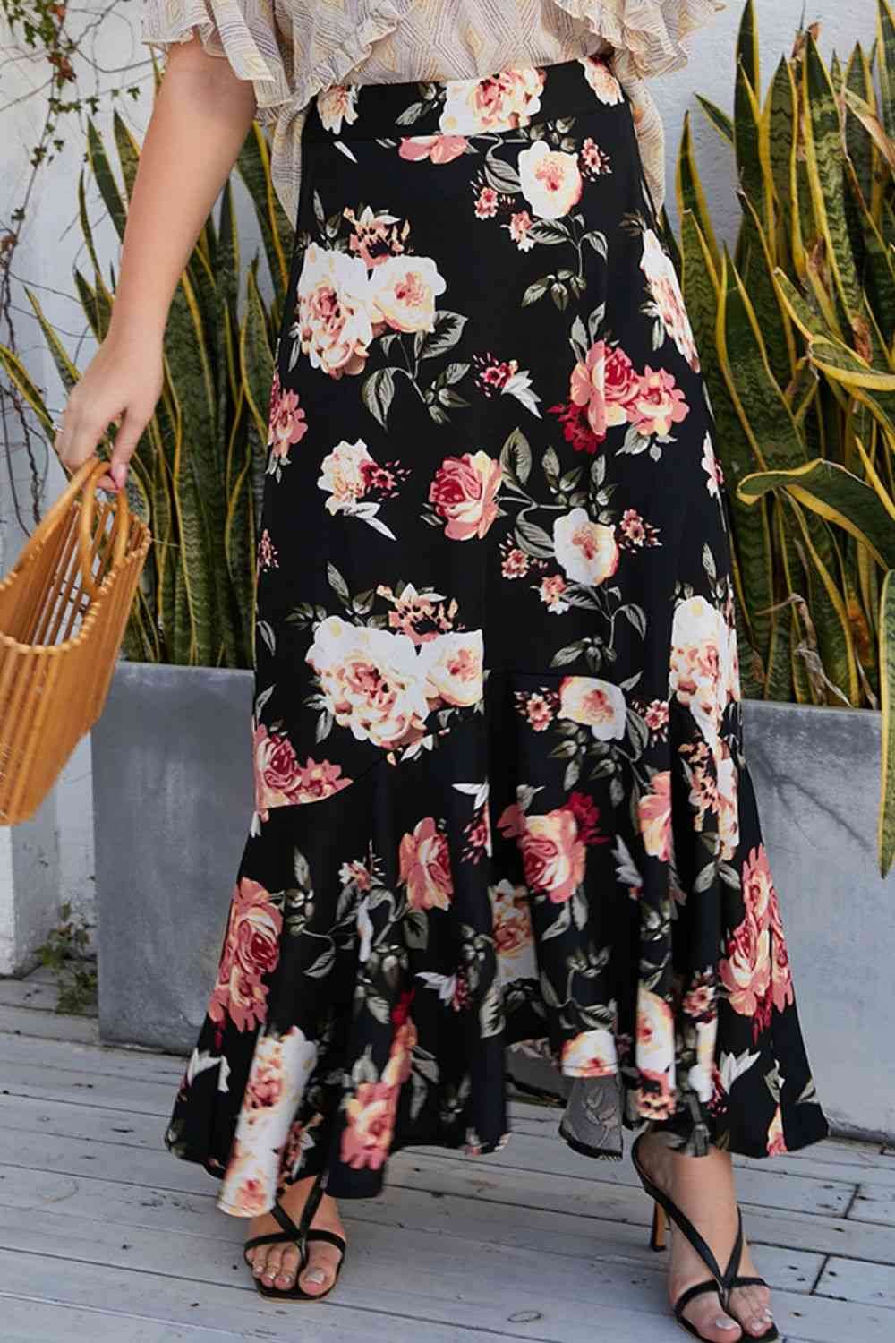 Plus Size Floral High-Rise Skirt for a perfect OOTD – dress to impress outfits from Amexza