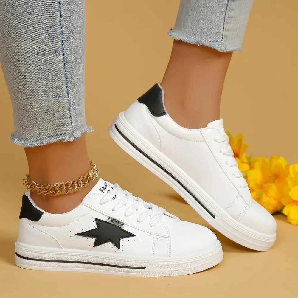 Star Round Toe Lace Up Sneakers for a perfect OOTD – dress to impress outfits from Amexza