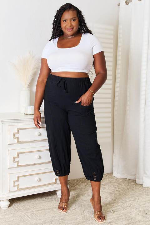 Shiny Decorative Button Cropped Pants for a perfect OOTD – dress to impress outfits from Amexza