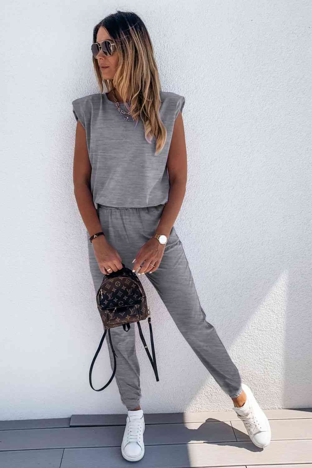 Padded Shoulder Top and Joggers Lounge Set for a perfect OOTD – dress to impress outfits from Amexza