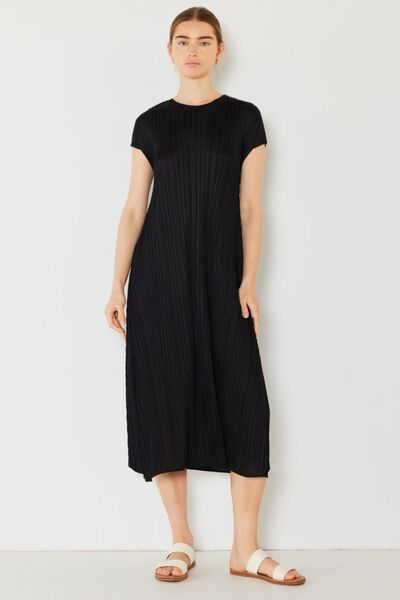 Marina West Swim Pleated Cap Sleeve A-Line Dress Black for a perfect OOTD – dress to impress outfits from Amexza